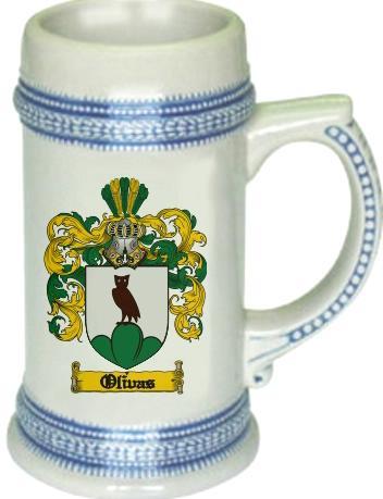 Olivas Coat of Arms Stein / Family Crest Tankard Mug
