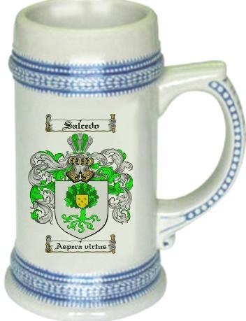 Salcedo Coat of Arms Stein / Family Crest Tankard Mug