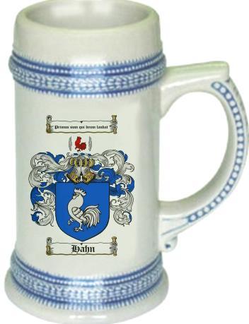 Hahn Coat of Arms Stein / Family Crest Tankard Mug