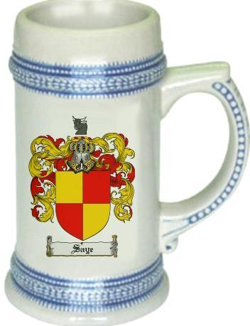 Saye Coat of Arms Stein / Family Crest Tankard Mug