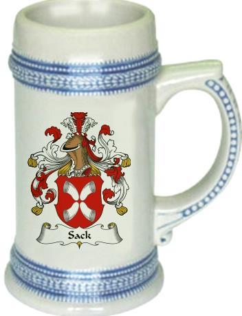4crests - Sack coat of arms stein / family crest tankard mug