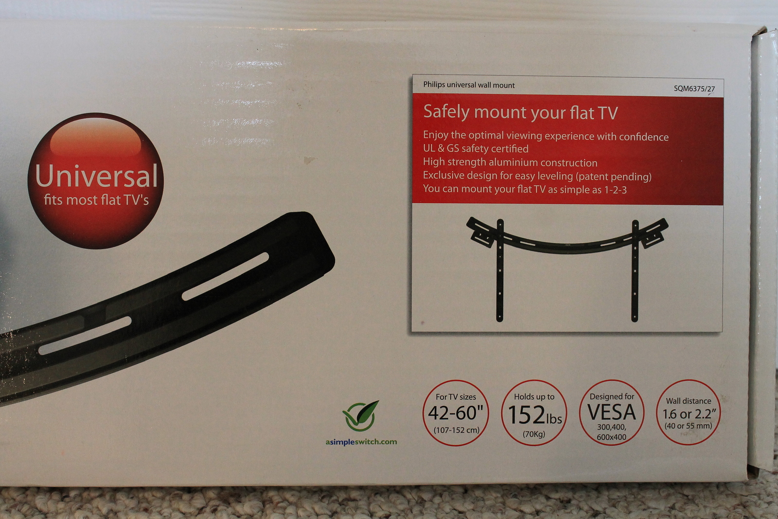 Philips Simply Straight Universal Wall Mount for 4260" Flat Screen TV