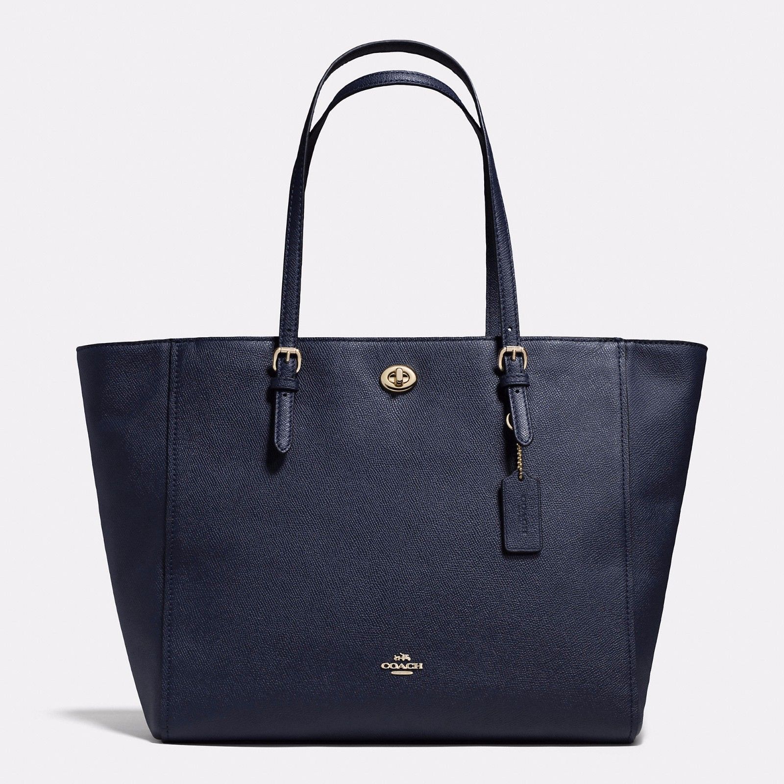 Handbag Coach Navy Turnlock Baby Bag In Crossgrain Leather Zip Tote & Shopper - Handbags & Purses
