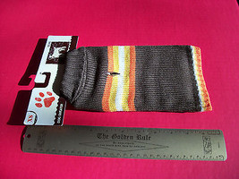 Pet Gift Dog Clothes XS Brown Sweater Outfit Cold Weather Orange Stripe ... - $5.49