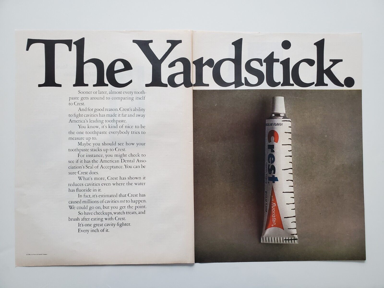 Procter & Gamble Crest Toothpaste Tube with Inch Markings 1968 Vintage