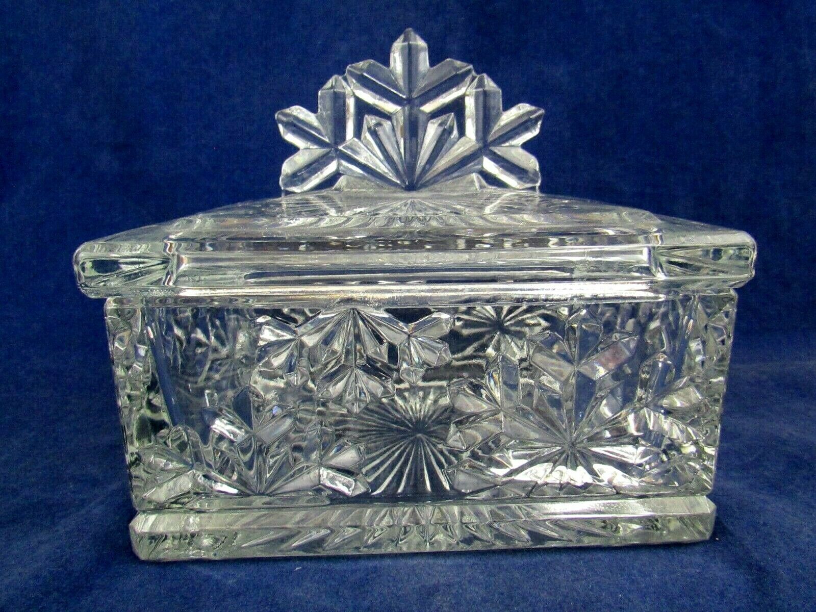 Snowflake 24 Lead Crystal Glass Trinket Box with Lid Made in France/Telaflore Crystal