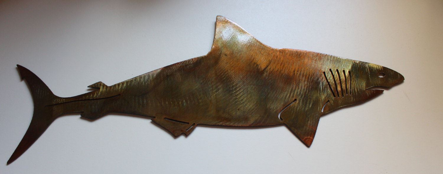 Shark Metal Wall Art Decor 18" x 6 3/4" Copper/Bronze Plated