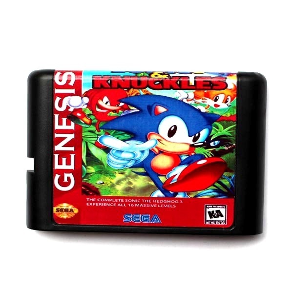 Sonic 3 Knuckles 16 bit MD Game Card Sega Mega Drive / Genesis - Video ...