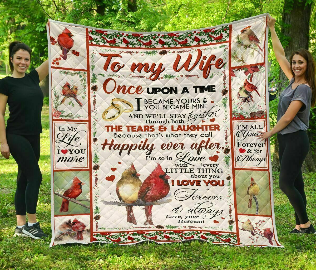 Cardinal Bird To My Wife I Love You Forever And Always Fleece Blanket 50x60x80 Blankets And Throws 9252