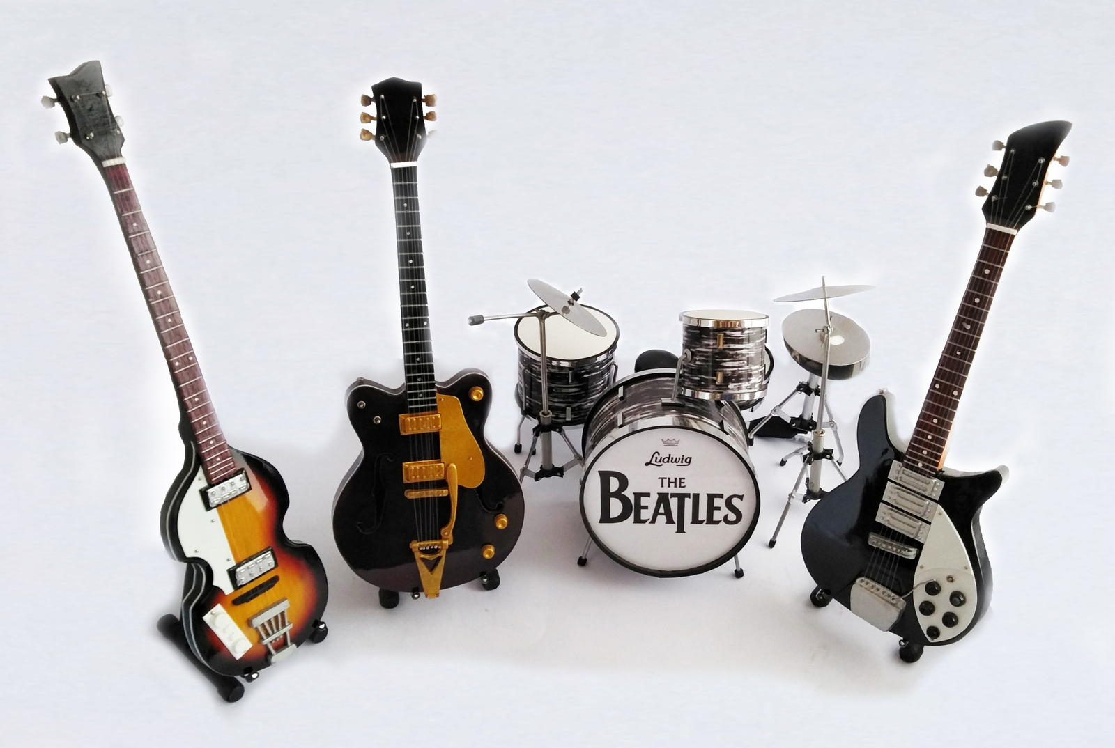 Miniature Guitar, Bass & Drum Set The Beatles Musical Instruments