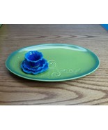 Grasslands Road Waterlily 10&quot; Serving Tray w/toothpick holder blue green  - $10.40