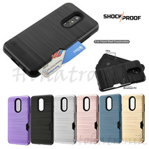 For LG Stylo 4 Hybrid Rubber Rugged Hard Card Slot Wallet Case Protective Cover - $7.72