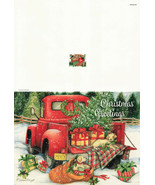 Merry Christmas Dog Puppies And Red Truck Holidays Greeting Card With En... - $9.74