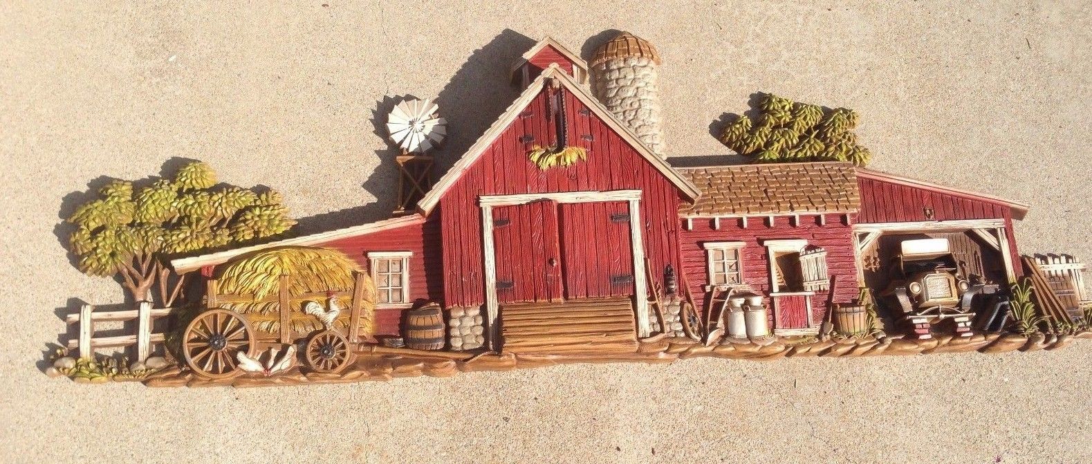 Vintage Burwood Homco Barn Farm 3d Plaque Wall 1974 46 Country