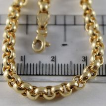 18K YELLOW GOLD CHAIN 17.70" INCHES 45cm, BIG ROUND CIRCLE ROLO THICK 4 MM LINK image 4