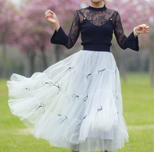 Gray Layered Tulle Skirt Outfit High Waisted Midi Tulle Skirt Party Tulle Skirt image 5