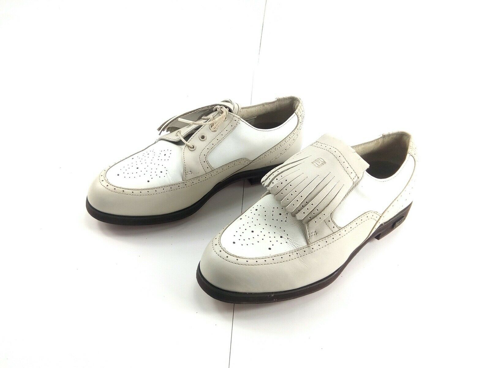 FOOTJOY Women's Kiltie Golf Shoes White Beige Leather Europa Collection ...