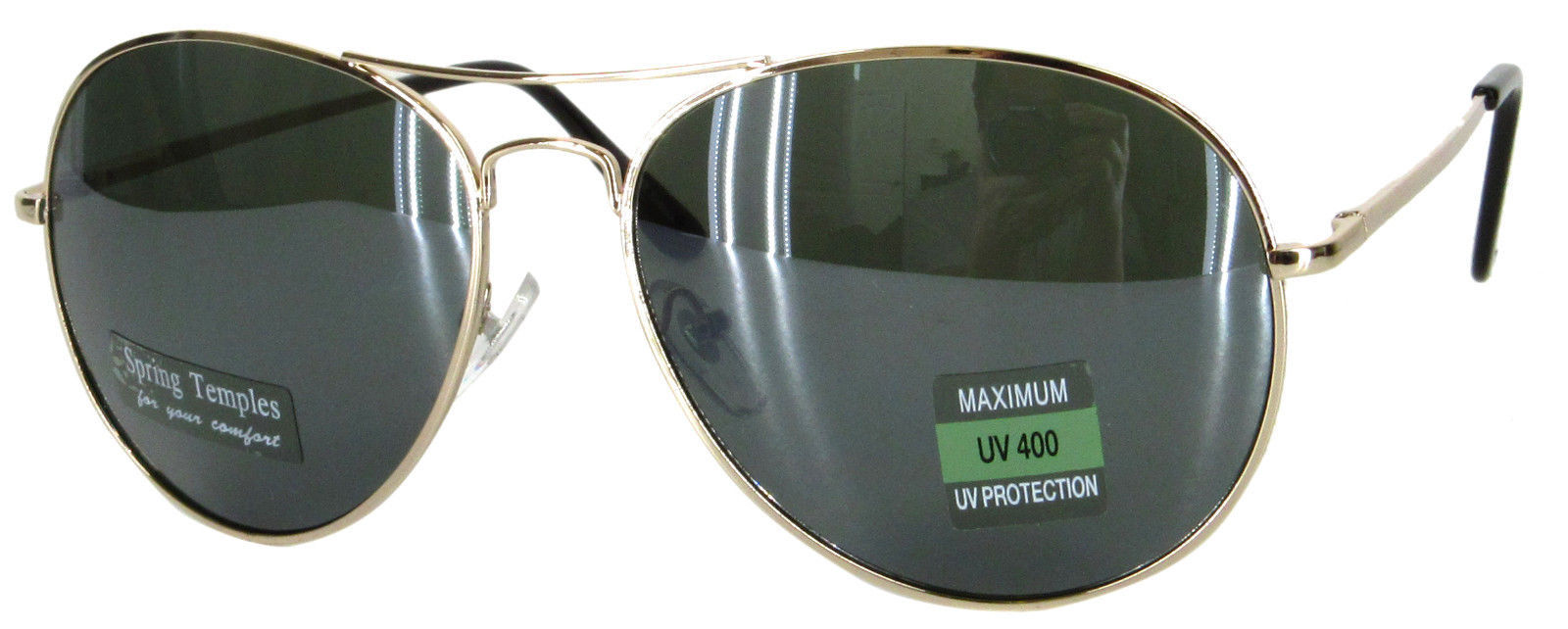 Gold Classic Aviator Cop Style Metal Frame Dark Lens Sunglasses Shades