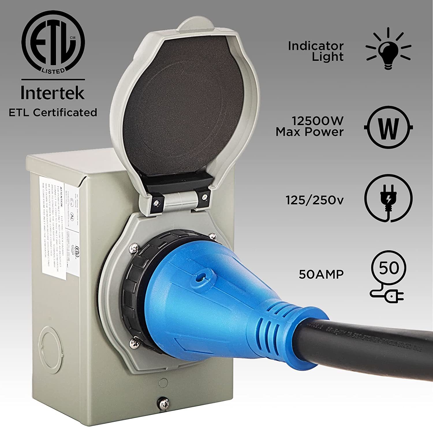 Nema1450P/Ss250R Twist Lock Connector, 50 Amp Generator Cord And