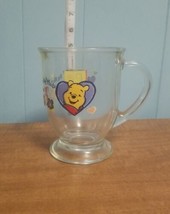 Anchor Hocking Disney Winnie The Pooh Footed Glass Mug Cup Big Hearts Bi... - $9.70