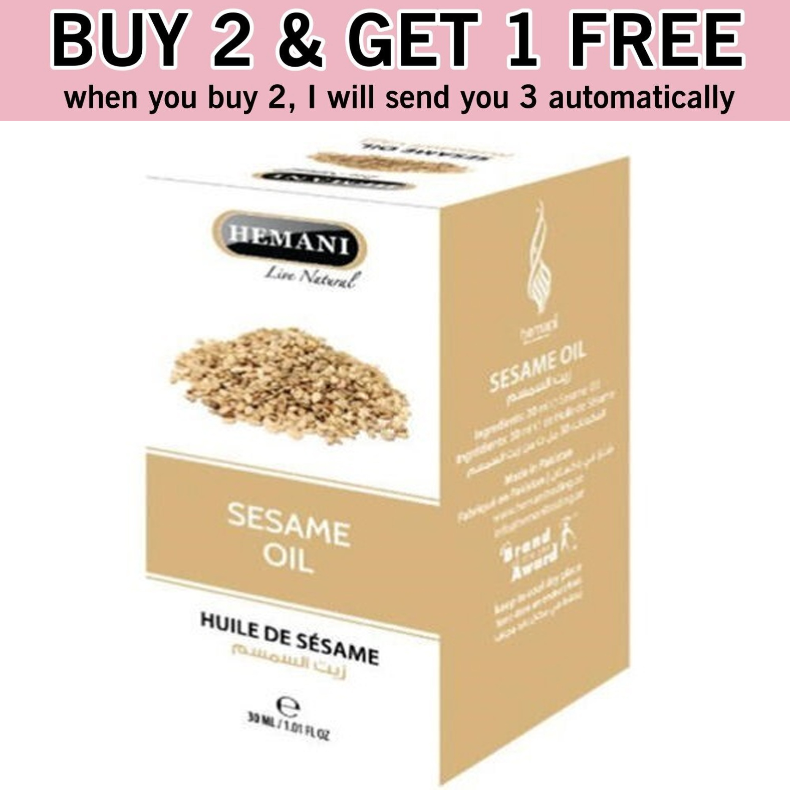 Buy 2 Get 1 Free | 30ml hemani oil sesame oil - $18.00