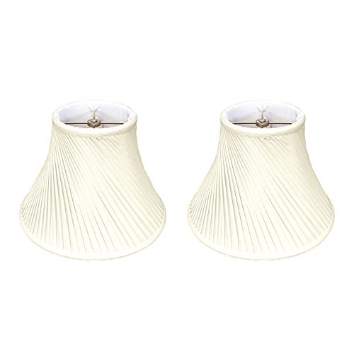 Royal Designs Set of 2 Twisted Pleat Bell Lamp Shade, Eggshell, 6 x 14 x 13