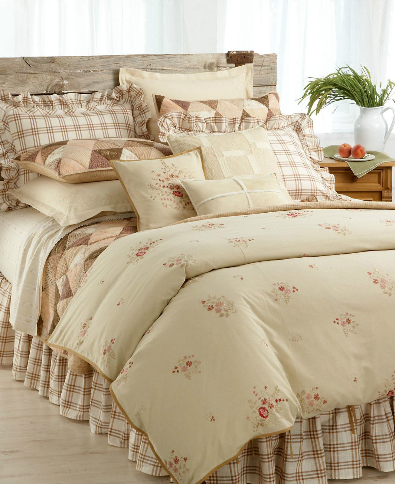 RALPH LAUREN PRAIRIE PLAINS FULL/QUEEN DUVET COVER EMBROIDERED BEIGE