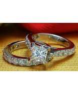 Princess Cut 2.45 Ct Lab Created Diamond Bridal Wedding 925 Silver Ring ... - $115.96
