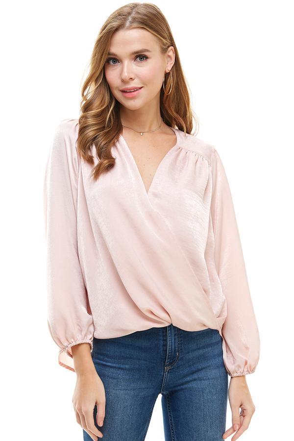 SURPLICE TWIST FRONT LOOSE FIT BLOUSE - Tops