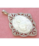 ART DECO .35 DIAMOND VIRGIN MARY IMMACULATE CONCEPTION MOTHER PEARL PEND... - £1,182.18 GBP