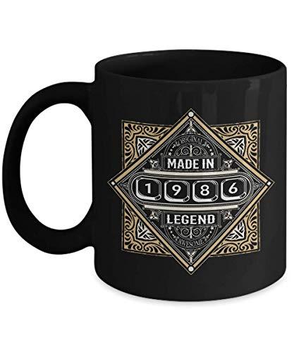 Legend Made In 1986 Awesome Gift Mug - Novelty 11oz Black Ceramic Cup - Unique G