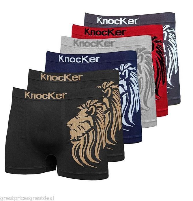 Image of 6 Men Microfiber Boxer Brief Underwear Seamless Compression Knocker One Size #35