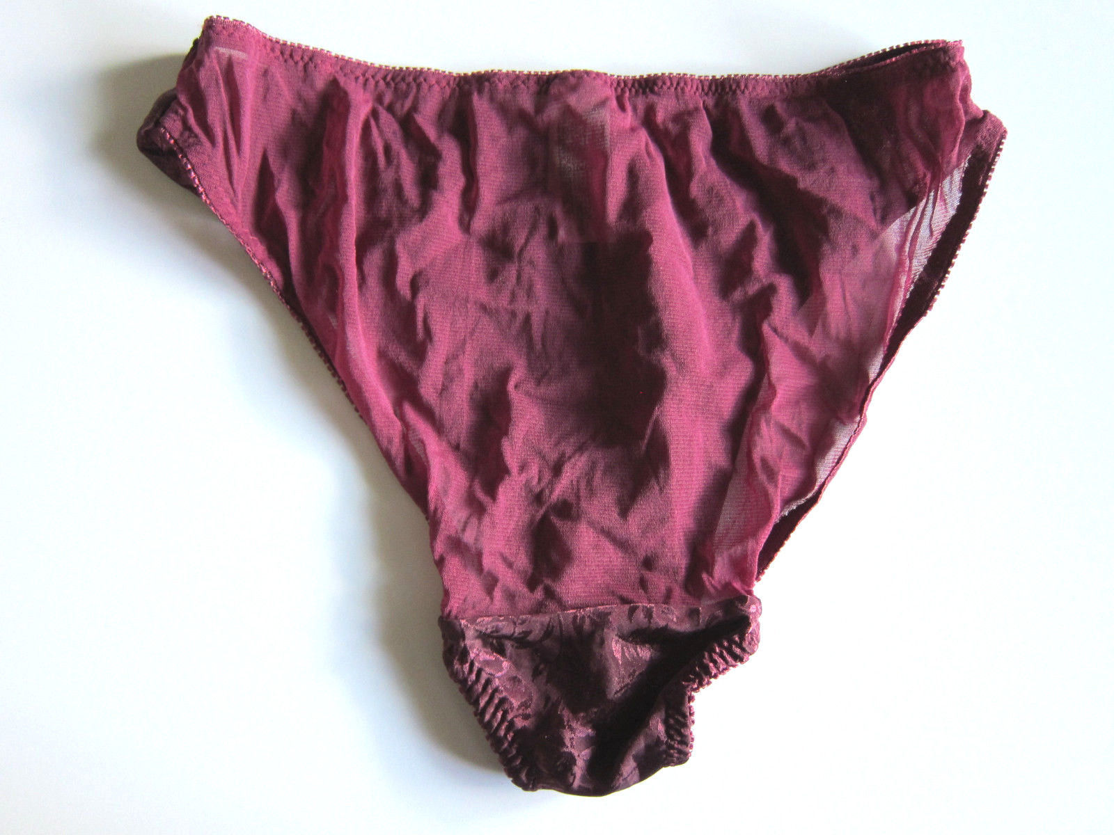 1 NEW VINTAGE High Cut Polyester Satin Lace Brief Panties SZ M Medium