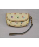 DOONEY and BOURKE Cream Signature WRISTLET small Wallet leather trim - FREE SHIP - £16.44 GBP