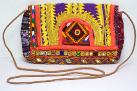 Vintage Tribal Hand Bag with Golden Unique Antique Thread-work - $39.99