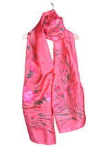 Pure Silk Scarf Hand Painted with Colorful Floral Art - Free Shipping in US - $44.99