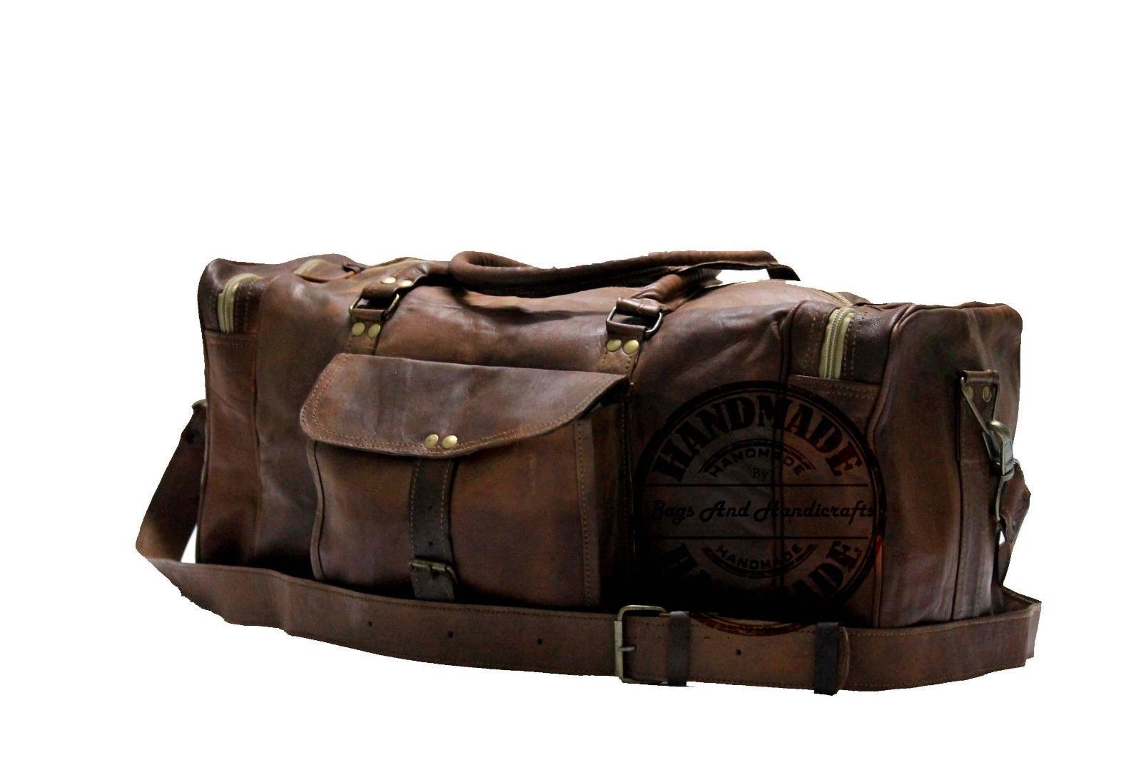 Men‘s Large Soft Leather Gym Duffel Bag – Travel Overnight Shoulder Handbag, Tags Attached