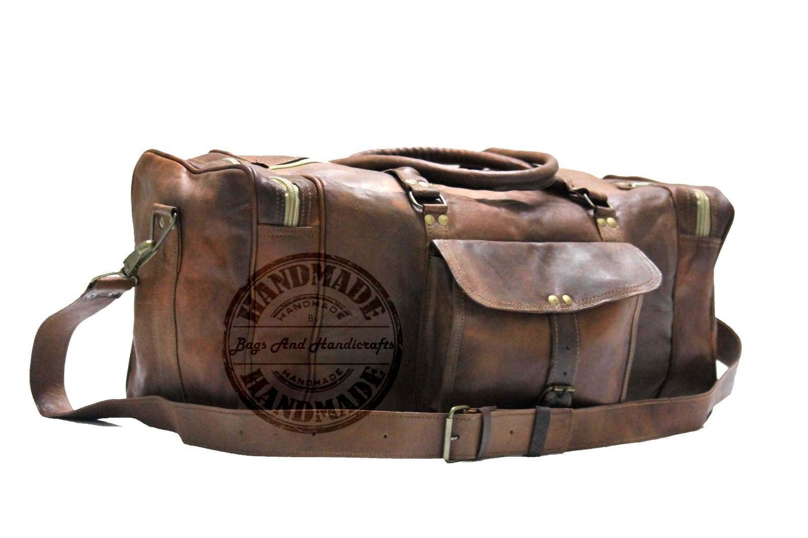 Mens Large Genuine Leather Duffle Gym Travel Bags Luggage Handbag Shoulder best - Bags