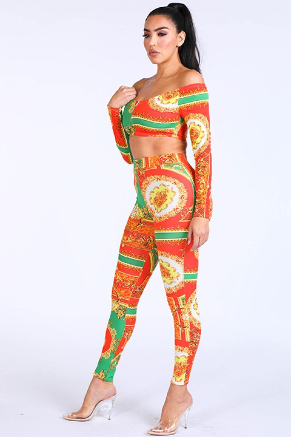 Off Shoulder Top & Leggings Set Outfits & Sets