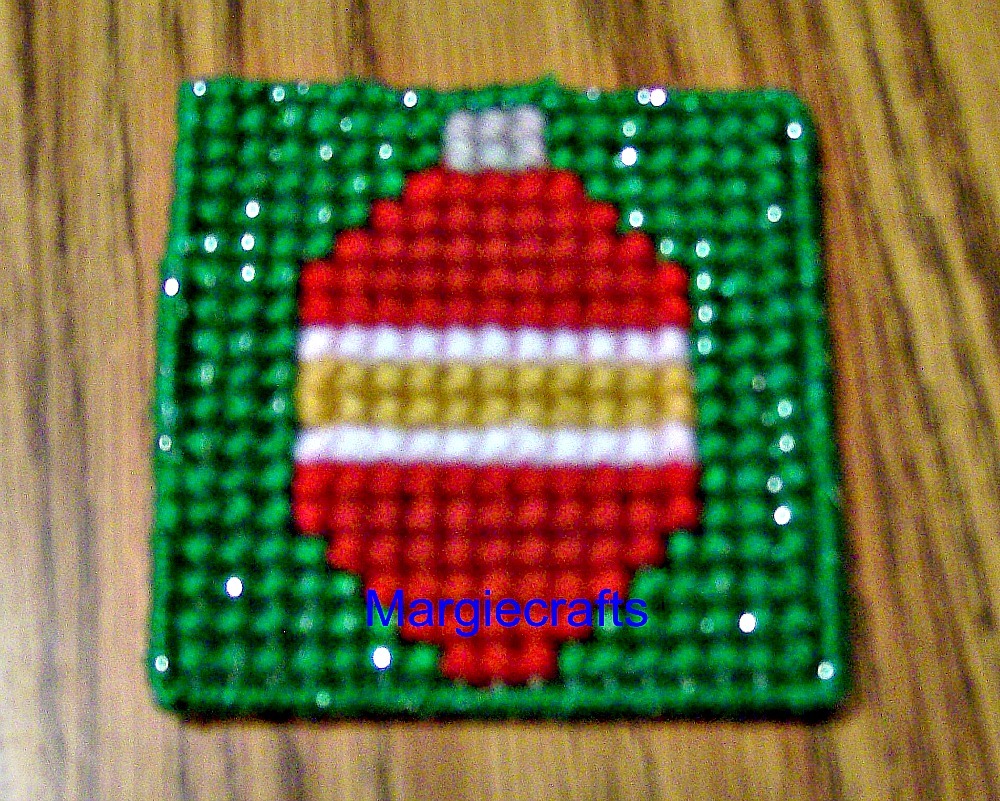 Holiday Coasters, Plastic Canvas, Handmade, Cross Stitch, Square