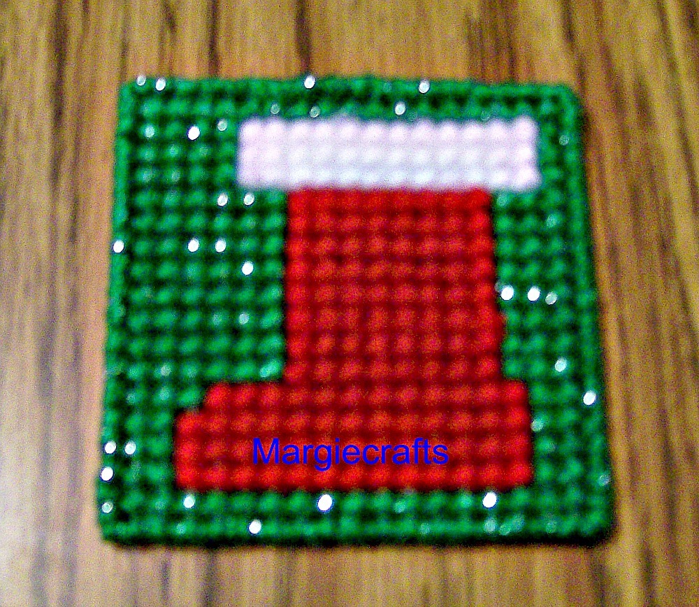 Holiday Coasters, Plastic Canvas, Handmade, Cross Stitch, Square