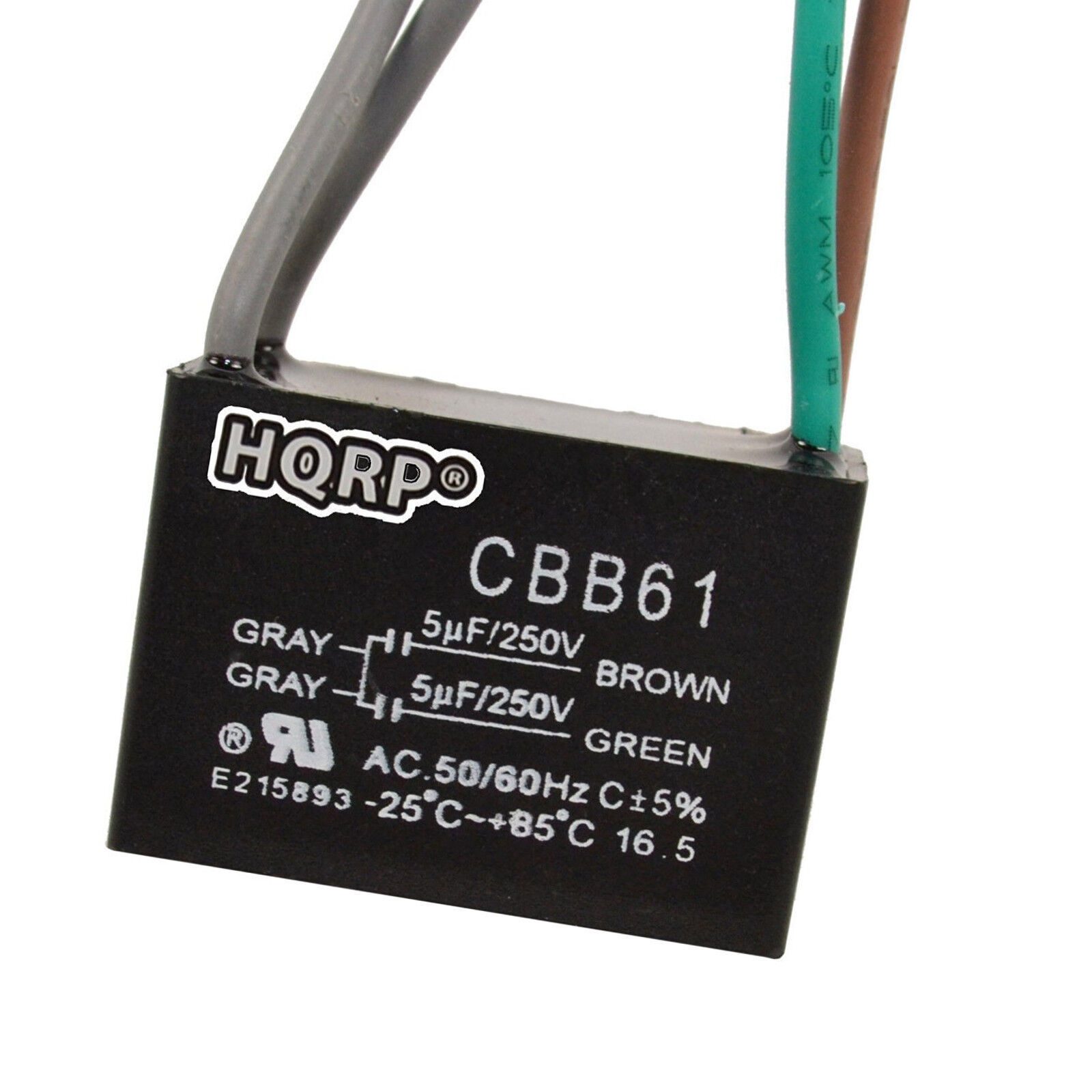 thumbnail image 2 of HQRP 10uF 2-Wire CBB61 Ceiling Fan Capacitor Replacement For Hampton Bay 2 of 4