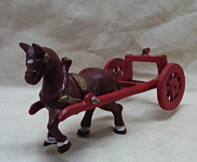Vintage Cast Iron US MAIL Horse Drawn Buggy Toy Cast Iron