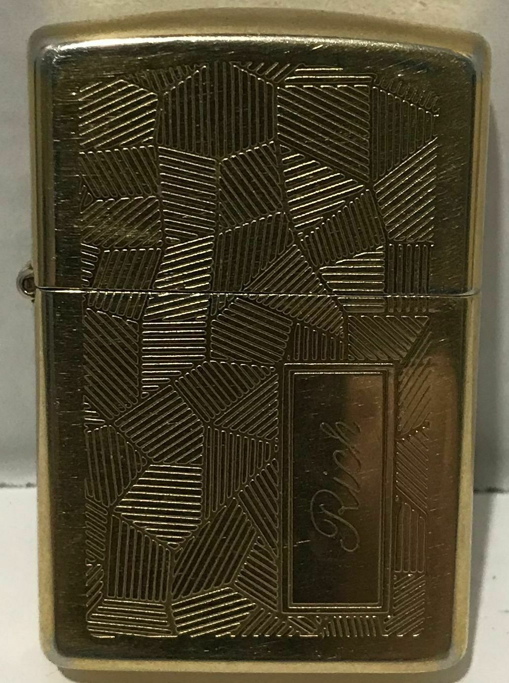 {VINTAGE} Zippo Gold Plated Lighter Engraved with the word 