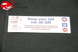 72 Camaro Z28 Air Cl EAN Er "Keep Your Gm All Gm" Code "Cr" Decal Gm # 6485887 - $999.99
