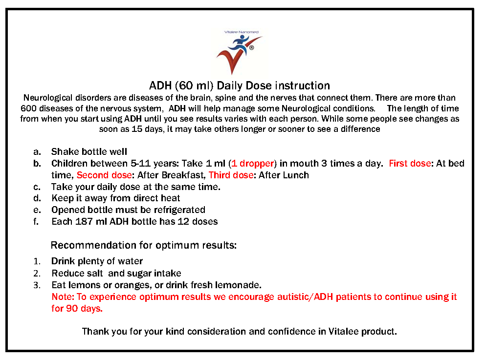 ADH Autism & Attention Deficit Hyperactivity Disorder supplement (Adult