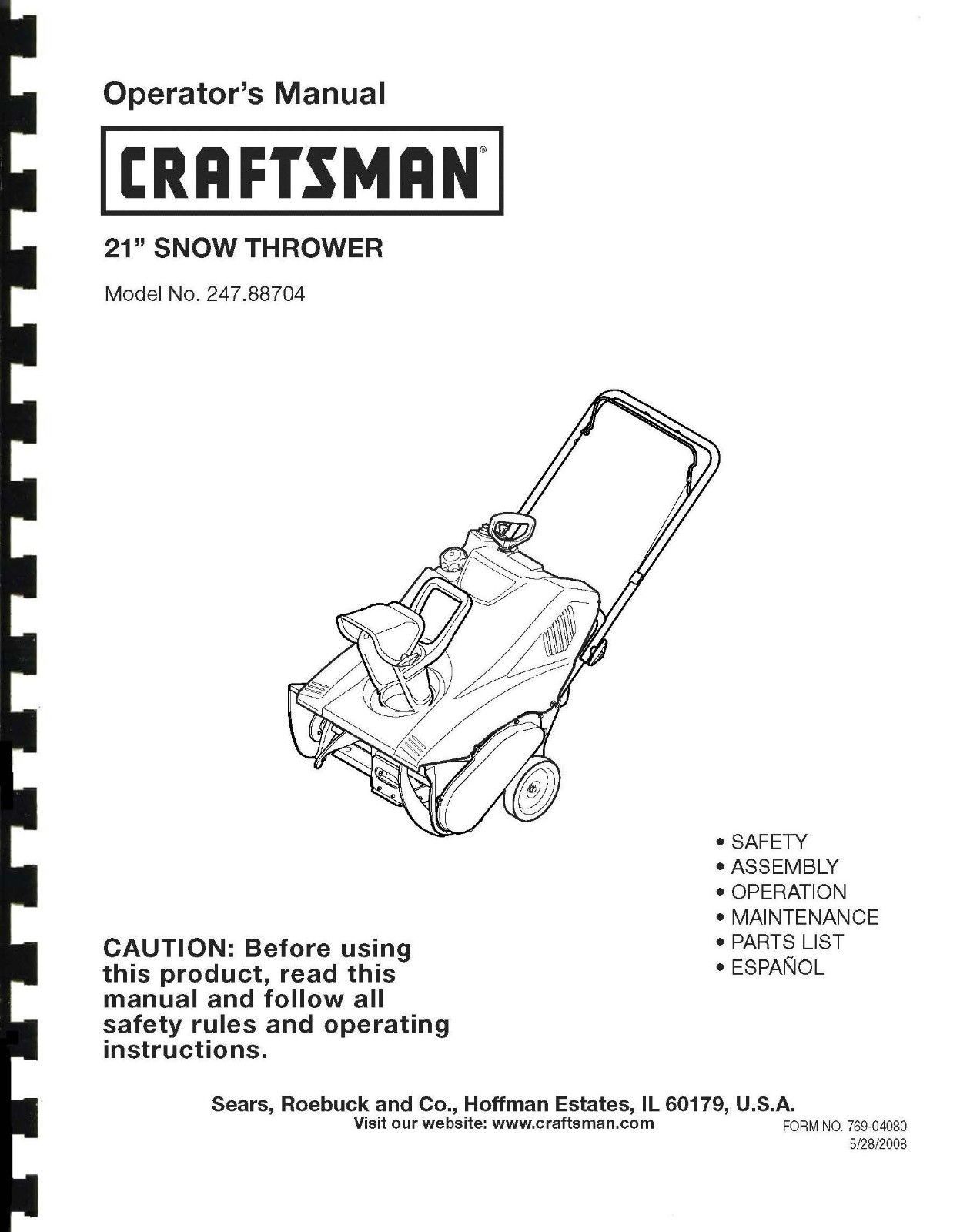 Sears Craftsman  Radial Arm Saw Manual No.315.273731 