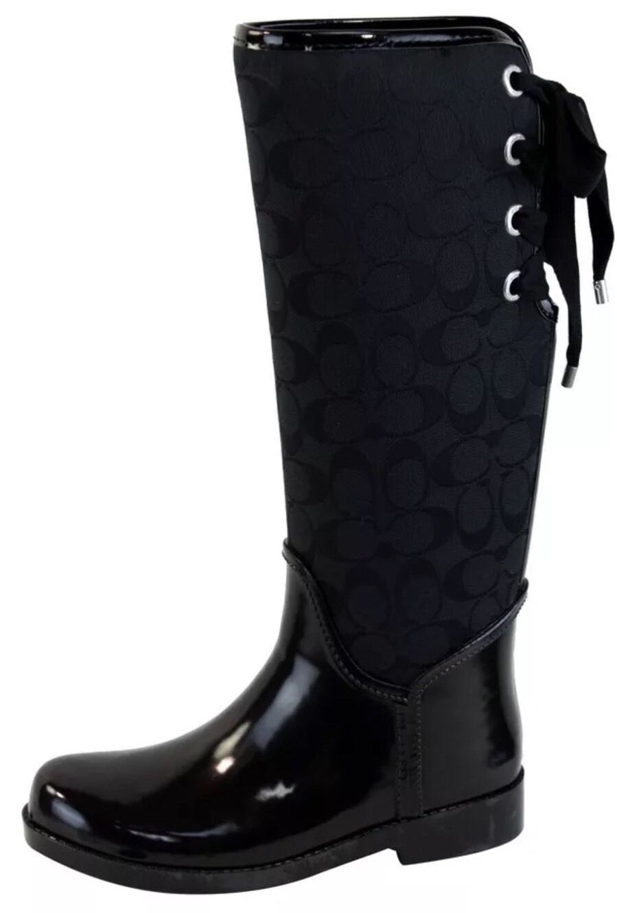 NEW Authentic COACH Tristee BLACK Sig C Rubber Rain Boots US Size: 5MB ...
