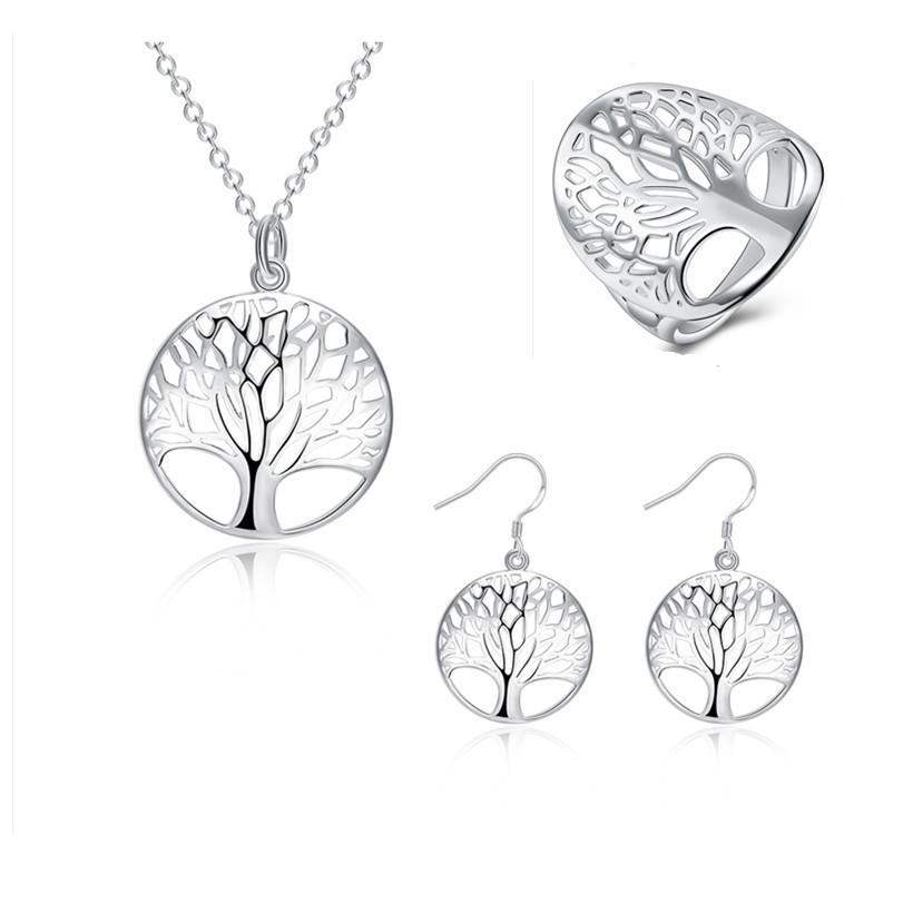 Tree of Life Totem Pendants Necklace Earrings Ring Silver 925 Sets