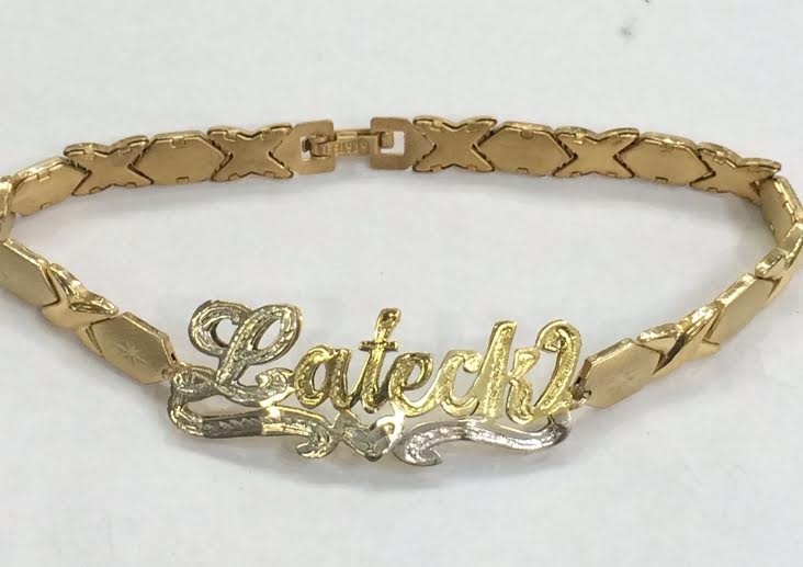 14K gold overlay Name XOXO Bracelet Name plate Personalized /a1 Bracelets